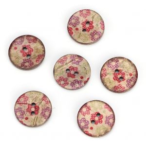 Lot De 100 Boutons Ronds Peints En Coquille De Noix De Coco, 2 Trous, 20 Mm, Couleur 6 - Neuf