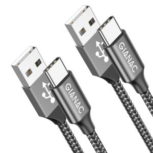 Câble USB C [0.25M, Lot de 2] Câble USB C Charge Rapide Nylon Tressé Câble Type C Chargeur pour Samsung Galaxy S21 S20 S10 S9 S8,Note 10 9,Huawei P30 P20 P10 Mate30,Google Pixel - Neuf