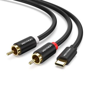 KALANKA-Câble audio USB type C vers 2RCA,USB C vers 2 Male Y RCA Jack Audio Line,Adaptateur audio pour haut-parleurs tablette home cinéma,amplificateur,DVD,voiture stéréo (3.28FT/1Meter) - Neuf