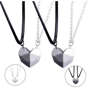 Kal-Collier Puzzle D'amour 4 Pcs Collier Deux Demi-C?urs Pendentif Deux Âmes Un Coeur Collier Assorti À La Relation Collier Couple Aimant Pour Petite Amie Petit Ami Hommes Femmes Bijoux Cadeaux Noir - Neuf