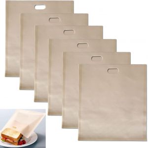 Lot de 6 sacs à pain réutilisables, parfaits pour les sandwichs au fromage grillé - Sans BPA ni gluten - Sacs à pain approuvés par la FDA et la LFGB - Neuf