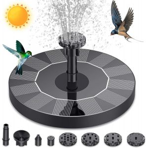 Fontaine Solaire Flottante pour Jardin,Pompe Solaire Extérieure avec 6 Buses,1.5W,Extérieur Flottante Pompe Bassin Solaire Pas de Batterie 16cm (13cm) - Neuf