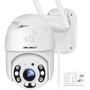 3G/4G LTE Outdoor Surveillance Camera with Sim Card, PoE PTZ CCTV IP Camera Cellular Without WiFi Plug-in Fillare 24/7 Recording Human Detection Night Vision Color Auto Tracking - Neuf