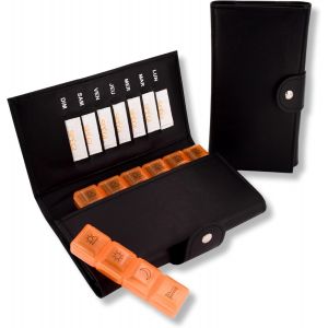Pilulier Semainier Français|Organisation Hebdomadaire Des Médicaments|28 Compartiments|7 Jours,4 Prise Par Jour|Sacoche|Pilulier Cardio|Orange|Med-S28p-Xl-O - Neuf