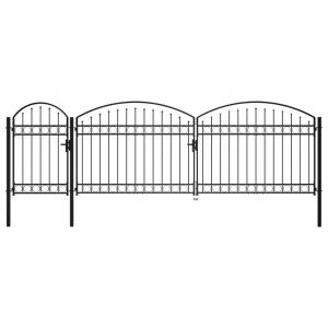 Prolenta Premium - Portail De Cl&ocirc;ture De Jardin Avec Dessus Arqu&eacute; Acier 2x5 M Noir - Neuf