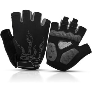 Cyclisme Gants Demi Doigt De Gel Gants De Cyclisme Hommes Gants De Vélo Gel Gants De Vélo De Montagne (Noir) - Neuf