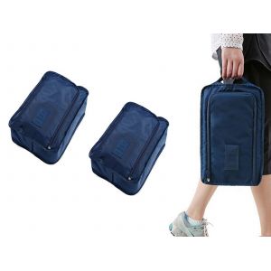 Lot De 2 Pochettes De Rangement Pour Chaussures De Voyage Bleu Fonc&eacute; - Neuf