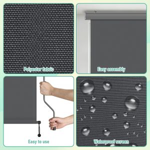 Store Vertical 250x140cm Enrouleur Ext&eacute;rieur Terrasse Ou Balcon Gris - Neuf