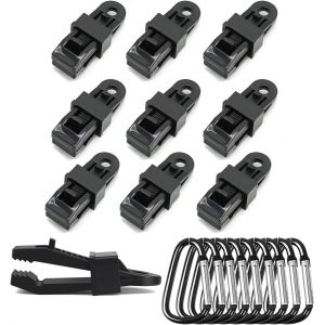 10 Pack Tarp Clamp Clips Set Heavy Duty Tarp Clips Instant Awning Clamp For Tents Tarp Caravan Garden Shade Cover, Black - Neuf