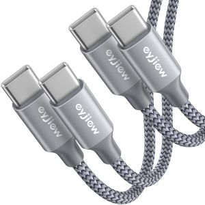 Thef-Cable Usb C [1m+1m/Lot De 2] Câble Usbc Vers C Double Usbc Charge Rapide Pd 60w Type C Cordon Pour Samsung Galaxy S25 S24 S22 S21 S20 S10 S9 A51 A53 Note 20, Google Pixel -Gris - Neuf