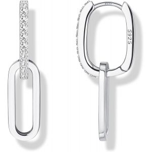 Kal-Boucles D'oreilles En Argent 925 Pour Femme Boucles D'oreilles En Plaqué Or 18 Carats Avec Breloques Boucles D'oreilles Géométriques Ovales Pour Femme Et Fille - Neuf