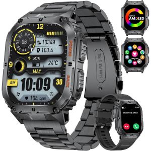 2025 Militaire Montre Connectée Hommes Avec Fonction Téléphone,Écran Amoled 1,95"" Hommes,Étanchéité Ip68,Plus De 120 Modes Sportifs,Suivi D'activité,Smart Watch Android Ios - Neuf