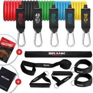 Complete Set Of Elastic Bodybuilding Bands With Handles|Adjustable Resistance Equivalent Weight From 5 To 68 Kg|Pack Of Elastic Bodybuilding Bands With 13 Accessories|French Brand - Neuf