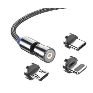 C&acirc;ble De Charge Magn&eacute;tique 3 En 1 F22 2 M Avec Rotation &Agrave; 540 Degr&eacute;s Pour T&eacute;l&eacute;phones Portables - Neuf