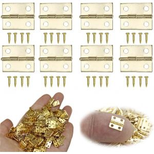 100 Pi&egrave;ces Petite Mini Charni&egrave;res, M&eacute;tal Charni&egrave;re, Charni&egrave;res Vintage avec Clous en Laiton, pour Bo&icirc;te &agrave; Bijoux, DIY Bo&icirc;te, Mod&egrave;le Jouet, D'art Artisanat - Neuf
