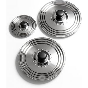 Subzonal-Lot De 3 Couvercle Casserole Universel Inox &Oslash;16/18/20-&Oslash;22/24/26-&Oslash;28/30/32cm - Couvercles Pour Casseroles Et Po&ecirc;les - Couvercle Casserole - Couvercle Poele - Couvercle Inox - Neuf