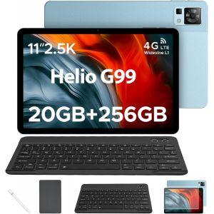 Checarzhn--No1-T35 Tablette Avec Clavier, Helio G99 Tablette Android 14, 20gb Ram+256gb Rom(2tb Tf), 11 Pouces 2.5k, 8580mah/33w, 20mp+8mp Tablette Tactile, 4g Lte/Wifi/Etui En Cuir+Clavier+Film Trempé+Sty - Neuf