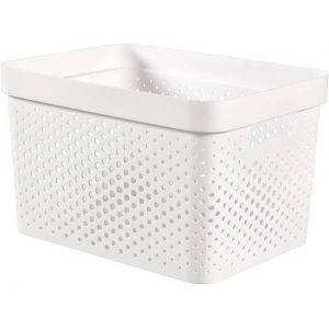 Mdy-Curver Panier De Rangement Infinity 17l 100% Recyclé - Rangement Multiusage, Empilable Et Emboîtable - 35,5 X 26,2 X 21,9 Cm -Blanc - Neuf
