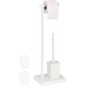 Serviteur WCHxLxP : 66,5x23x18 cmSupport Papier ToilettesBrosse et Porte-BrosseAcier InoxydableBlanc - Neuf