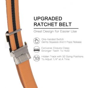 Tzf-Ceinture En Cuir À Cliquet Pour Homme Sans Trous, Fermeture Automatique, Pour Costume D'affaires Et Vêtements, Largeur 35 Mm, Taille Réglable - Neuf