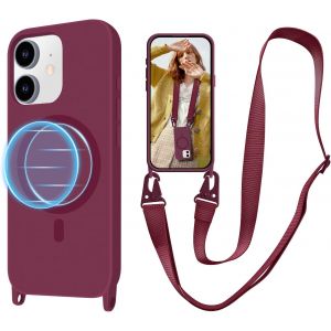 TRAHOO-Cha&icirc;ne de t&eacute;l&eacute;phone portable - Coque de protection pour iPhone 12/iPhone 12 Pro - Compatible avec Magsafe - En silicone TPU - Magn&eacute;tique - Avec cordon de suspension, pour iPhone 12 / iPhone - Neuf