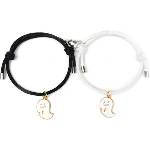 Kal-Bracelet Couple Amoureux Pour 2, Magnétiques Attirant Les Amoureux Bracelet Couple, Réglable Bracelet D'amitié En Corde Cadeau Pour Couple, Famille, Soeurs, Meilleurs Amis Cosplay D'halloween - Neuf