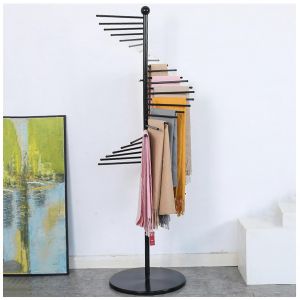 Pr&eacute;sentoir M&eacute;tallique Pour Foulards, Ceintures Et Hijabs - Design Spiral&eacute; Noir Peu Encombrant, 42 Cm X 150 Cm - Neuf