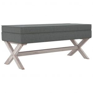 Tabouret de rangement 110 x 45 x 49 cm tissu gris fonc&eacute; Helloshop26 02_0010791 - Neuf