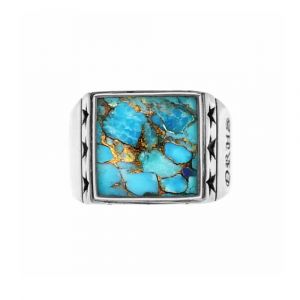 Chevali&egrave;re Argent Homme &Eacute;toiles Pierre Turquoise - Neuf