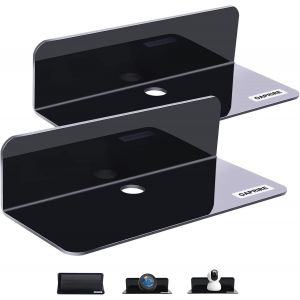Eryi-Etagere Murale Noire Lot De 2, Espace Mural Extensible Sans Dommage - 22,9cm Etagères Murales En Acrylique Pour Haut-Parleur Intelligent, Figurines D'action, Kamera, Avec 4 Clips Câble - Neuf