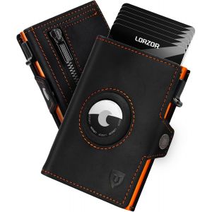 Porte Carte Airtag Avec Porte Monnaie, Portefeuille Airtag Avec Rfid, Portefeuille Homme Cuir Véritable, Porte Carte Homme Pour 10 Cartes, Porte Monnaie Avec Compartiment À Billets - Neuf