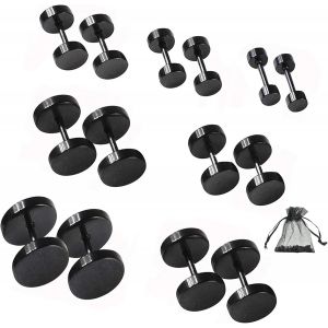 Kal-Boucle D'oreille Homme, En Acier Inoxydable Vis Rondes Barbell Boucles D'oreilles Noir Boucle Oreille - Neuf