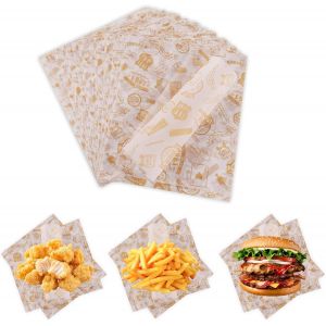 Letnerny-Lot De 100 Feuilles De Papier Sulfurisé, Respectueux De L'environnement, Résistant À L'huile, Pour Pain, Sandwich, Hamburger, Frites, Nourriture, Cadeau, Pâtisserie, Rôtis Et Barbecue (25 X - Neuf