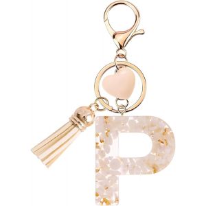 Kal-Porte-Cl&eacute;s Pour Fille - Pendentif En Forme Coeur - Porte-Cl&eacute;s Avec Lettre Porte-Cl&eacute;s Fille Initiale- Cadeau Pour Femme Gland Or Porte Clef Femme - Neuf