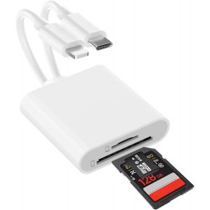 NSIECD-Lecteur de carte SD pour iPhone, lecteur de carte SD USB C avec double emplacement, lecteur de carte micro SD, adaptateur de carte mémoire u2013 Plug and Play - Neuf