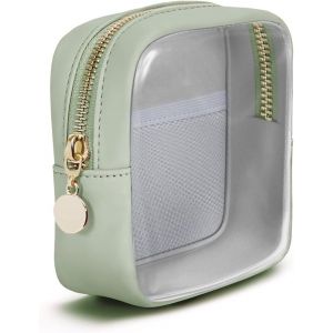 Trousse De Maquillage Transparente Pour Sac &Agrave; Main, Mini Trousse De Maquillage Pour Femme, Petite Trousse De Maquillage Avec Poches Coulissantes, Cuir V&eacute;g&eacute;talien &Eacute;cologique (Brevet En Attente De - Neuf