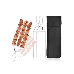Ensemble de 3 brochettes pour barbecue - Brochettes en acier inoxydable avec sac de rangement - 2 pi&egrave;ces - Neuf