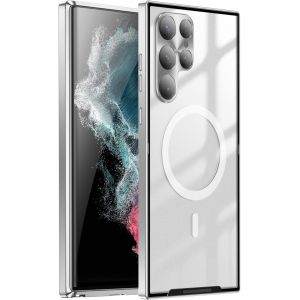 SJZG-Hercn Metal Protective Case For Samsung Galaxy S22 Ultra 5G ; Ring Magsafe Magnet - Wireless Charging - Aviation Aluminum Metal Protective Bumper Designed - Built-In Camera Lens Film - Slim (Sil - Neuf