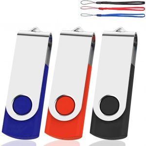 2 Pcs Stylo Design De Pivot Pouce Les Lecteurs Flash Usb 2.0 Memory Stick Pliez De Stockage (Couleurs M&eacute;lang&eacute;es Avec Dragonne) 32 Go Black/Blue/Red - Neuf