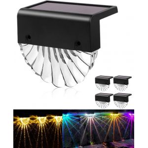 Gjfty-Lot De 4 Lampes Solaires D'ext&eacute;rieur Pour Escalier, Lampe Solaire Ext&eacute;rieur Jardin - Ip65 &Eacute;tanche, Pour Escalier Marches Cl&ocirc;ture Cour Chemin - Blanc Chaud/Changement De Couleur 2 Modes - Neuf