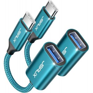 Adaptateur USB C vers USB 3.0 [Lot de 2] C&acirc;ble OTG USB Type C M&acirc;le vers USB A Femelle Compatible avec iPhone 15 Pro Max/15 Plus, iPad Pro, MacBook Pro/Air, Galaxy S24/S23/S22 Ultra, Huawei-Vert - Neuf