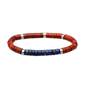 Bracelet Chakra Perles Heishi Jaspe Rouge Lapis Lazuli - Neuf