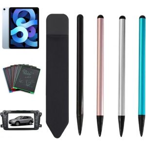 Stylets pour t&eacute;l&eacute;phones portables,Lot de 4 stylets capacitifs &agrave; double t&ecirc;te pour &eacute;cran tactile, stylets r&eacute;sistifs compatibles avec ordinateur, t&eacute;l&eacute;phone portable et tablette avec &eacute;tui noir - Neuf