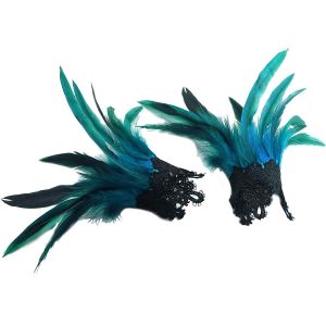 Eryi-Costumes De Mardi Gras Bracelet Gothique À Plumes Pour Halloween Lot De 2 (Bleu Acide) - Neuf