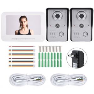 Systeme de securite domestique, interphone video, sonnette filaire, moniteur video, sonnette de porte 100-240 V (prise americaine) - Neuf