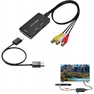 ChenQuanSarl-Convertisseur Av Vers Hdmi, Adaptateur Av Vers Hdmi, Composite Cvbs Prenant En Charge 1080P, Supporte Pal/Ntsc Pour Ps2 Ps3 Xbox Snes Stb Vhs Vcr Dvd - Neuf