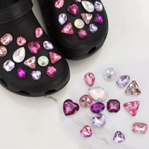 28 Pieces Shoe Charms, Pink Crystal Diamond Shoe Charms For Women's Clogs Shining Chain Decorations, Diy Clogs Accessories - Neuf