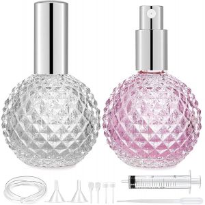 2pcs 100ml Flacon Vaporisateur Verre,Texture en Losange Vaporisateur Parfum vide Flacon Pulvérisateur Pour Voyages,Atomiseur Parfum Vide pour les Voyages en Plein Air - Neuf