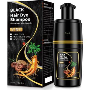 Black Hair Dye Shampooing De Coloration Pour Cheveux Noirs 3 En 1 Pour Cheveux Gris, Shampoing Instantané Pour Hommes Et Femmes, Effet Anti-Gris, 500 Ml (Natural Black-350ml)[Z1272] - Neuf