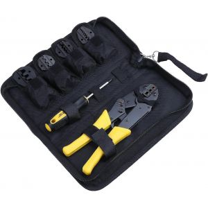 Kit d'outils de sertissage - Pince &agrave; sertir &agrave; cliquet 0,535 mm, tournevis, 4 embouts interchangeables - Neuf